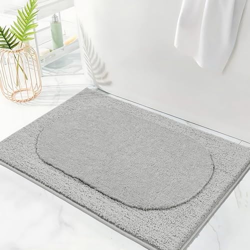 DEXDE 30x20 Bathroom Rug Gray Ultra Soft Absorbent