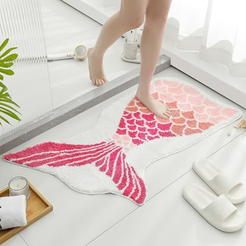 YRXRUS Mermaid Bath Rug - Ocean Themed 23x39 Inch