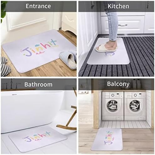 Bodyard Bath Rug with Non Slip Backing and Green Ayurveda Zen Basalt Stones