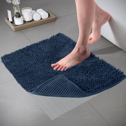 TECHMILLY Non-Slip Bath Rug with Soft Plush Chenille Pad