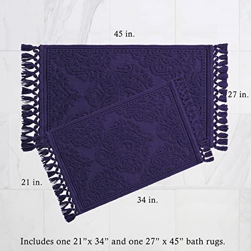 Jean Pierre Ricardo Bath Mats Set of 2 Indigo 17x31 21x41