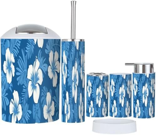 Boho Hibiscus Bathroom Accessory Set 6 Piece