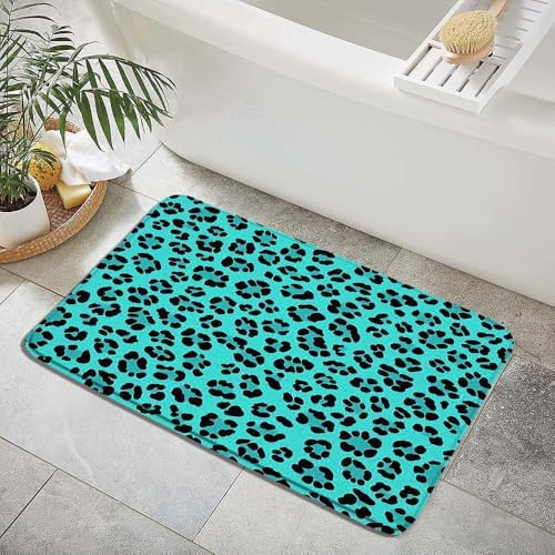Teal Leopard Print Bath Mat 178x295 Inch 1