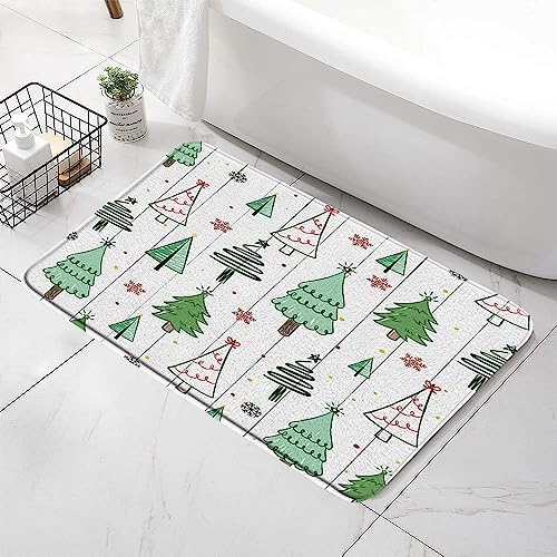 SATRTUD Merry Christmas Bath Mat with Xmas Tree Design