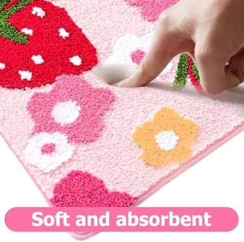 Eioflia 16x24 Non-Slip Strawberry Bath Mat
