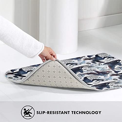 MZERSE Water Absorbent Memory Foam Bath Rug with Whale Design