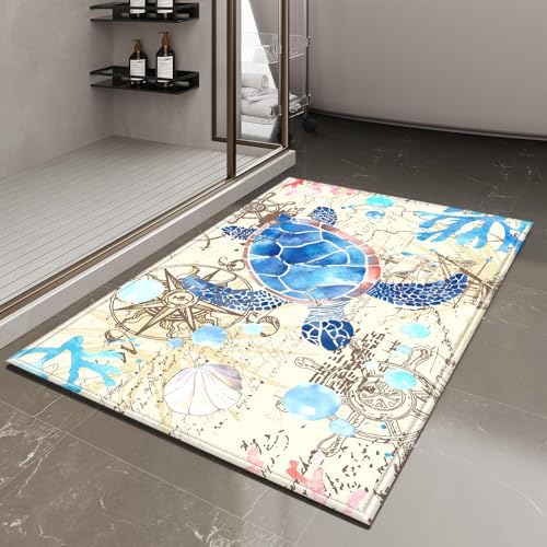 COSHARKLY Sea Turtle Bath Mat 17x30 Inch