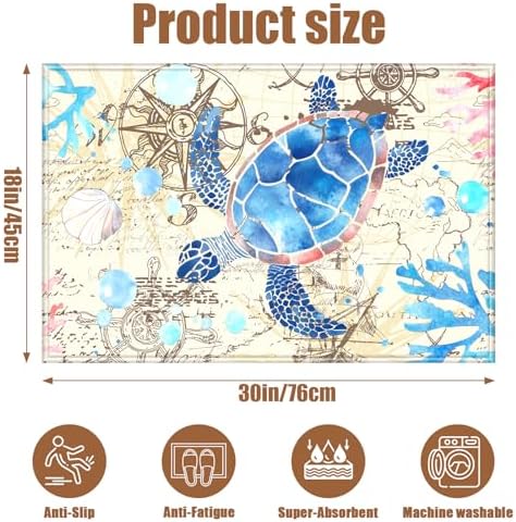 COSHARKLY Sea Turtle Bath Mat 17x30 Inch