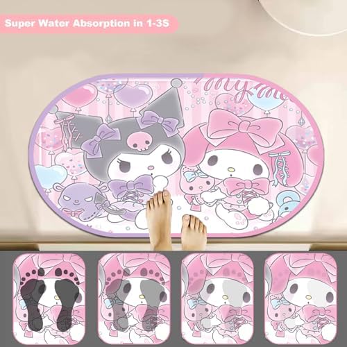 Anime Cartoon Bath Mat 40x60cm Quick Dry