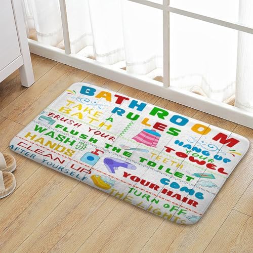 Aeyadis Kids Bath Mat with Funny Rules Design