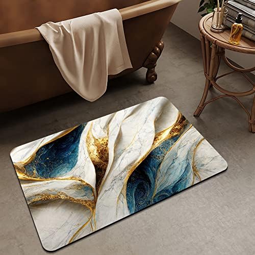 DJSOK Bath Mat Rug - Non-Slip Absorbent Marble Design 16x24 Rectangle
