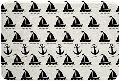 Nautical Themed Bathroom Rug with Anchor Design