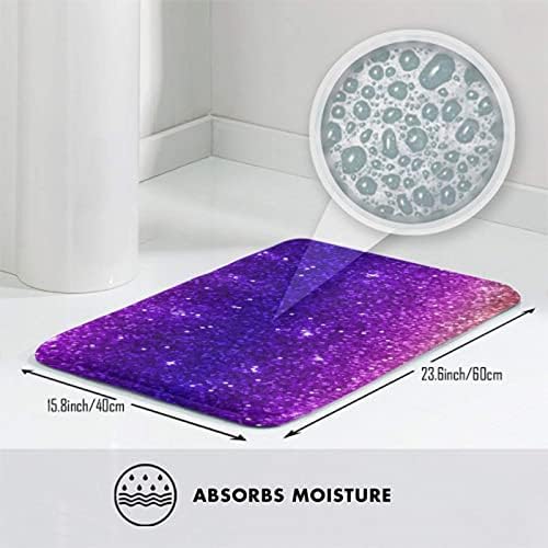 MZERSE Absorbent Memory Foam Bath Rug with Purple Glitter Pattern