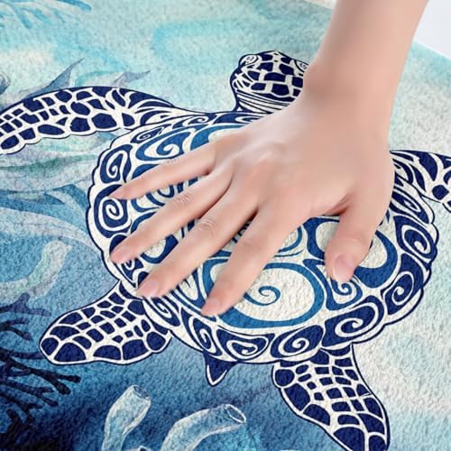 Feelyou Sea Turtle Bath Rug 16x24 Inch Teal Blue