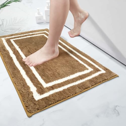 Uphome Modern Geometric Bath Mat - Brown 18x26 Inch