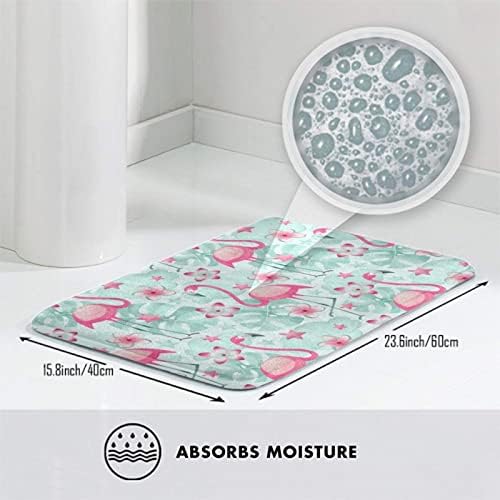 MZERSE Water Absorbent Memory Foam Bath Rug with Flamingo Design