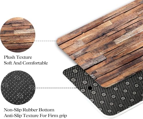 JAWO Coffee Brown Wooden Bath Rugs Non Slip