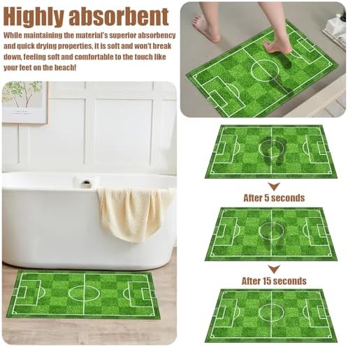 COSHARKLY Soccer Field Bath Mat 17x30 Inch Non-Slip