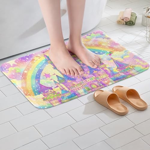 Feelyou Castle Bath Rug 16x24 Rainbow Kids