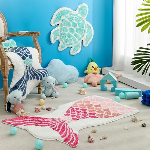 YRXRUS Mermaid Bath Rug - Ocean Themed 23x39 Inch