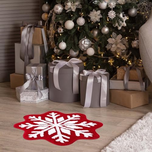 KELINFONG Snowflake Pattern Non-Slip Bath Mat 26x26 Inch