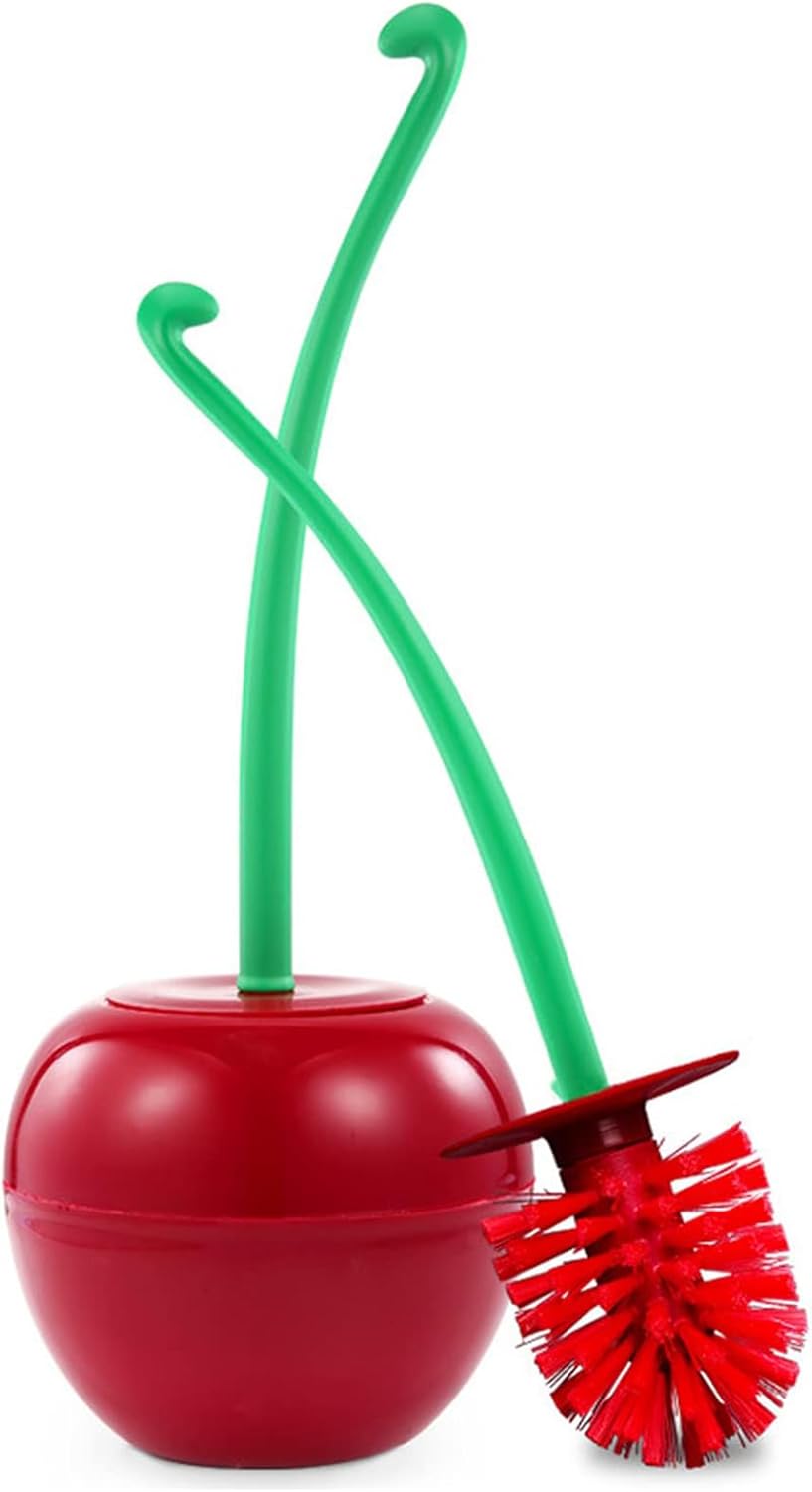 DRAMLOR Cherry Toilet Brush and Holder Set