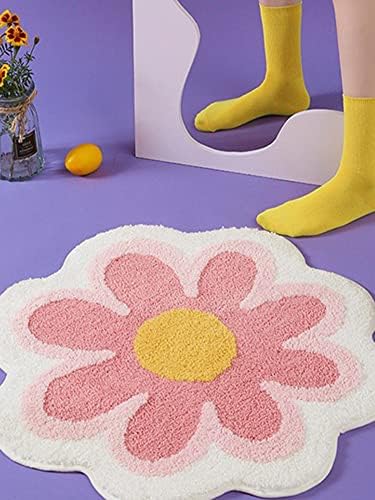 Daisy Flower Bath Mat Non-Slip Washable Bath Rug for Home