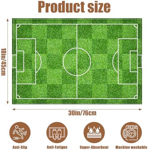 COSHARKLY Soccer Field Bath Mat 17x30 Inch Non-Slip