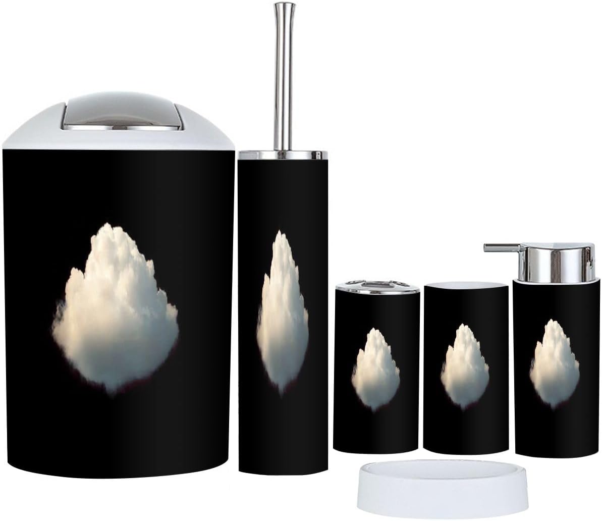 Boho Cloud Black 6-Piece Bathroom Accessory Set