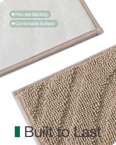 LUMI Bath Mat Non Slip Rubber Backing 16x24 Beige 1