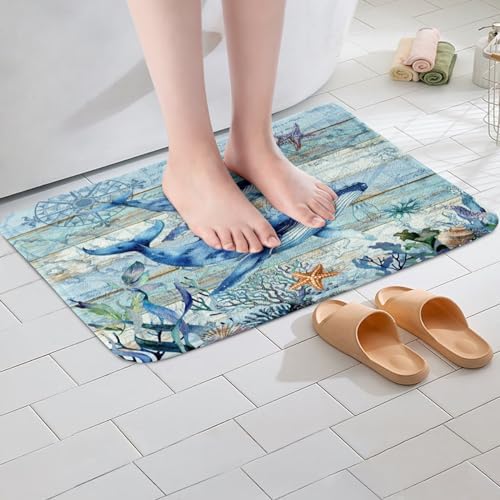 Feelyou Cute Whales Bathroom Rug 16x24 Inch