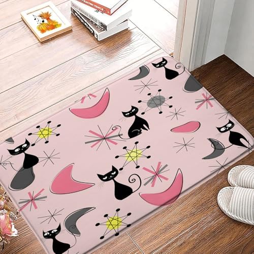 GCTNBJL Mid Century Bath Mat with Retro Design