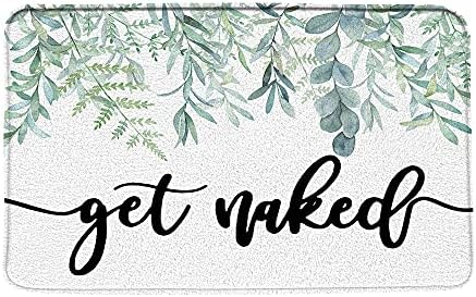 Green Leaves Bath Mat with Watercolor Design