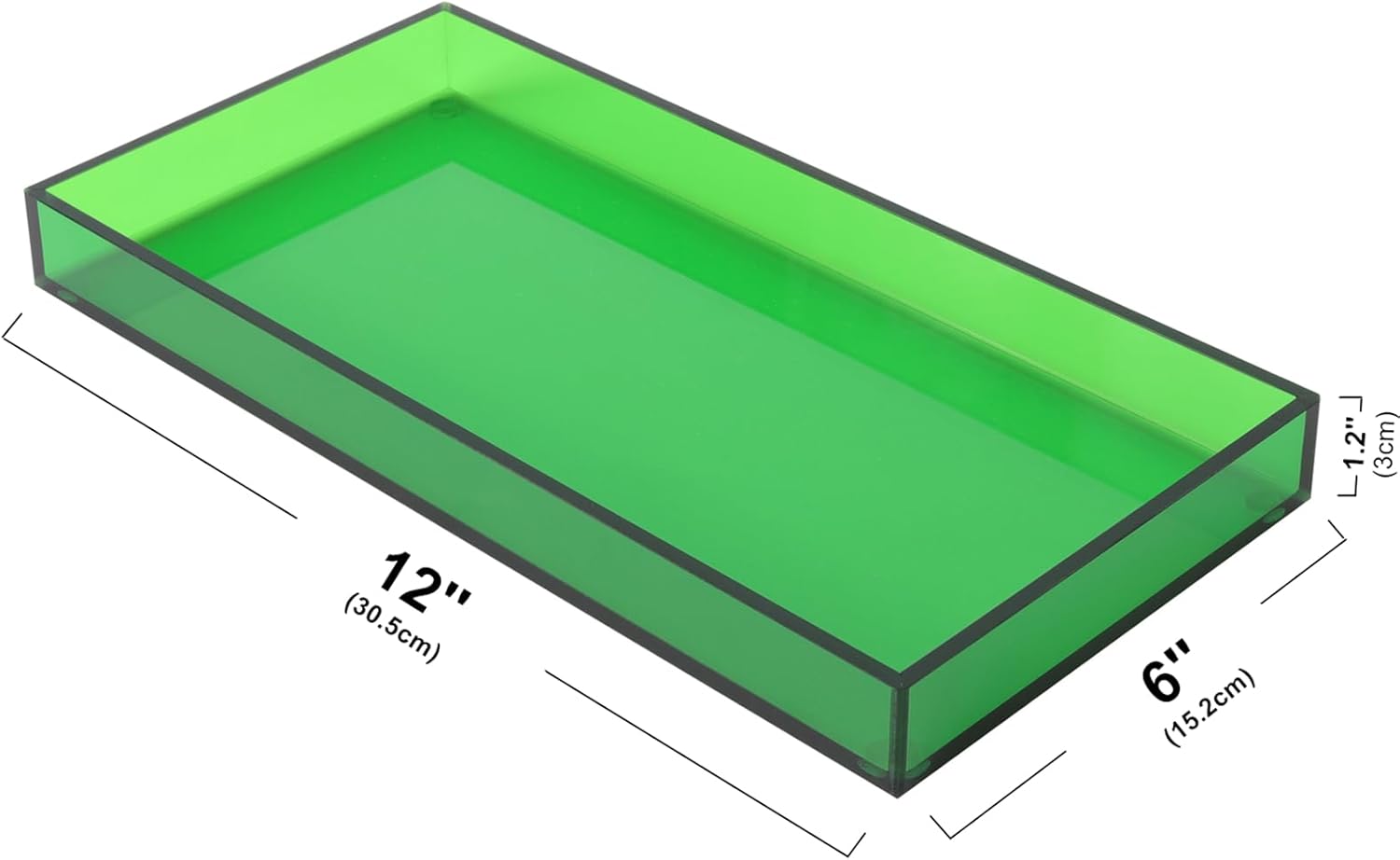 Emerald Green Acrylic Vanity Tray 12x6 for Bathroom and Vanity