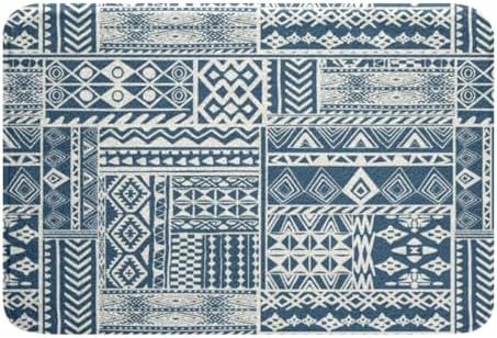 Feelyou Boho Bath Rugs - 16x24 Blue Aztec Design