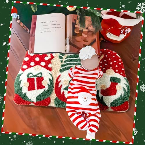 Christmas Bath Mat 20x32 Inches Non-Slip Water Absorbent Gnome Design