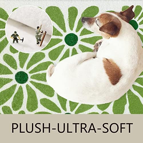 Green Floral Bath Mat 21x30in Non-Slip Microfiber Rug for Bathroom