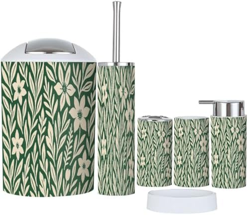 Boho Exotic Flowers Bathroom Accessory Set 6 Piece