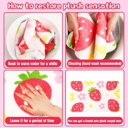 FEBSNOW Strawberry Flower Bath Mat Non-Slip 2756x165 Inch 1