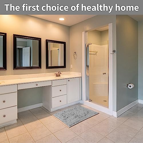 LanYunUmi Light Gray Bath Rug 17x24