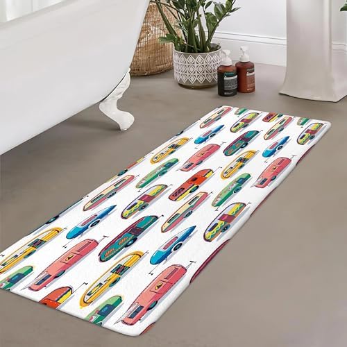 JAWO Happy Camper Bath Mat - Retro Non-Slip Doormat for RV