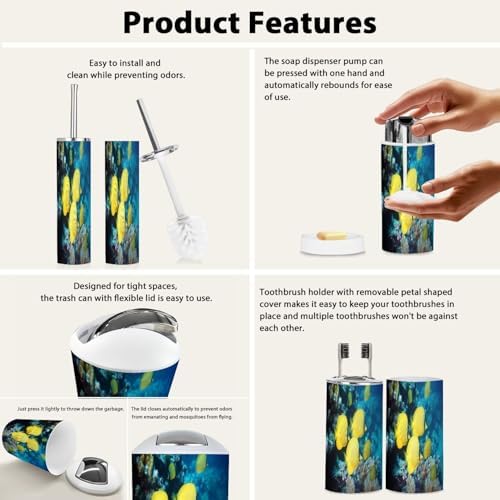 Bathroom Accessory Set 6 Piece Modern Boho Style