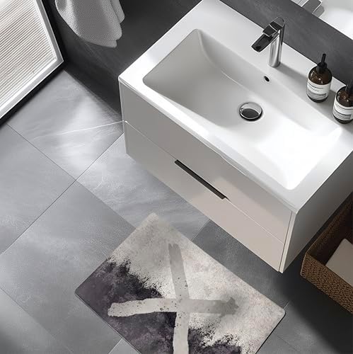 DidiDesk Modern Black Grey Bath Rug with Anti-Slip Backing