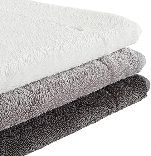 Oliver Brown Terry Bath Mat - 20x32 Non-Slip Machine Washable Light Gray