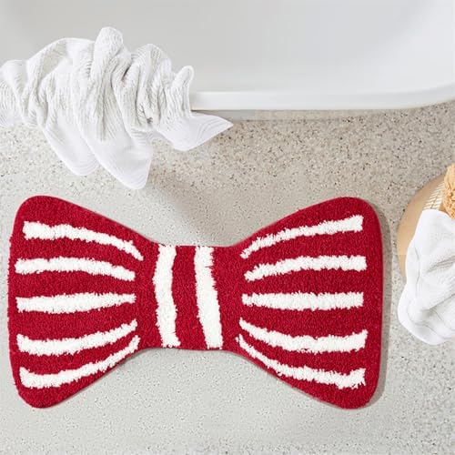 Aldopein Red Bowtie Kids Bath Mat Non Slip