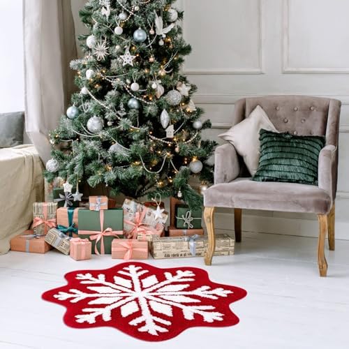 KELINFONG Snowflake Pattern Non-Slip Bath Mat 26x26 Inch