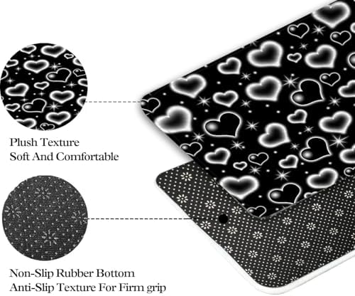 Cute Black and White Heart Bath Rug for Kids Boys