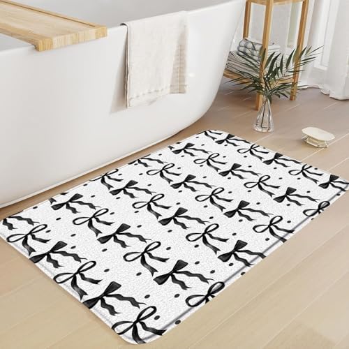 Cute Bow Bath Mat 18x30 Inch Modern Design