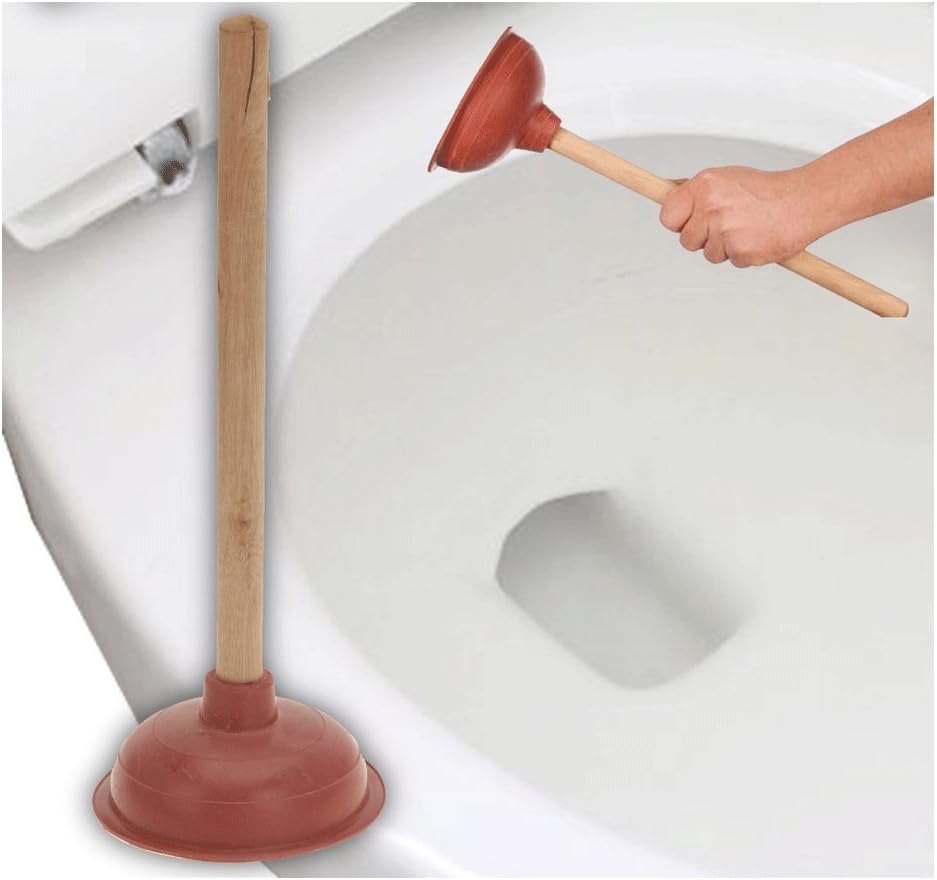 ATB Heavy Duty Toilet Plunger with Wooden Handle