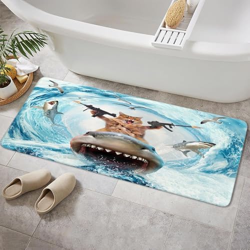 Funny Cat Bath Mat 17X29 Inches Non Slip